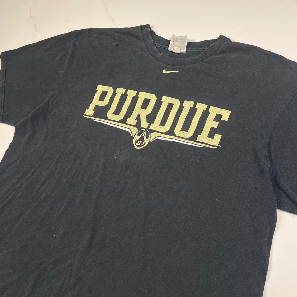 Nike T-Shirt Mens XL Purdue Boilermakers Black Short Sleeve Center Swoosh Tee